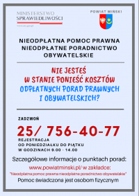 Informacja nieodpłatna pomoc prawna